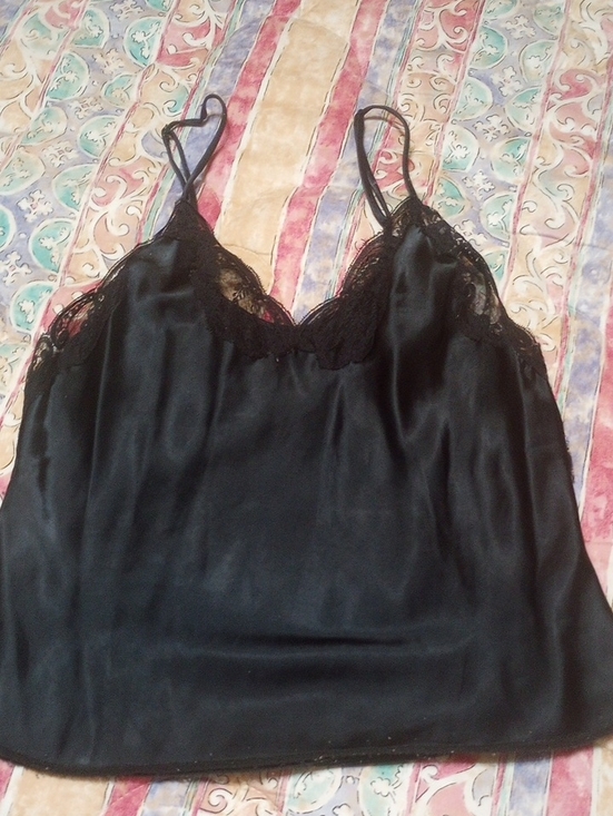 Other - Black Satin Lace Cami Top